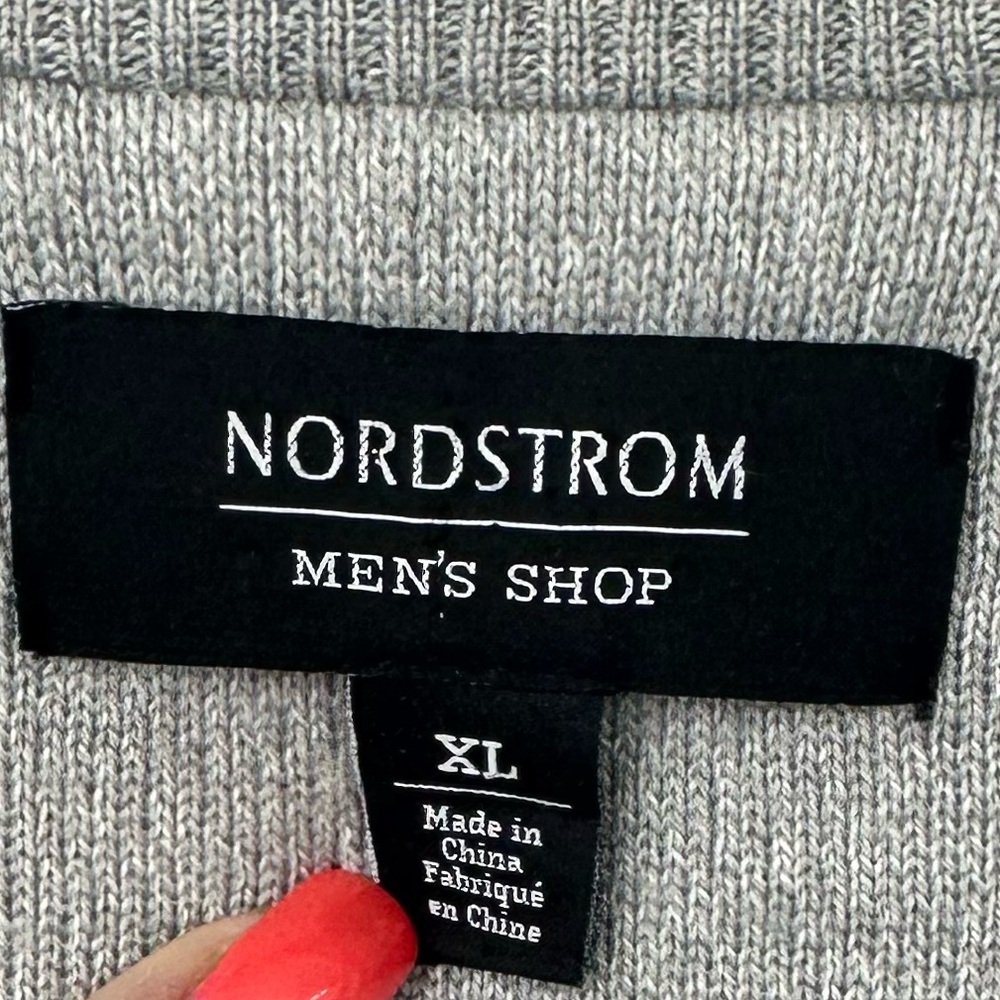 Nordstrom Merino Wool Mens Sweater Quarter Button Gray XL Soft Knit | D1991 - Picture 3 of 8